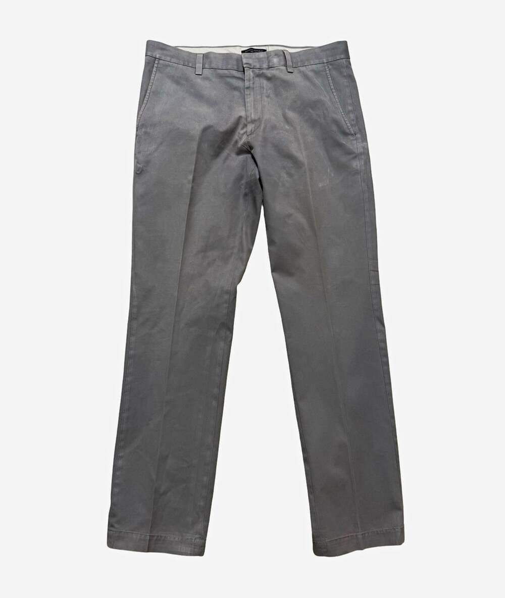 Banana Republic Men’s 34 Gray Twill Cotton Chino Pants Straight Flat Front